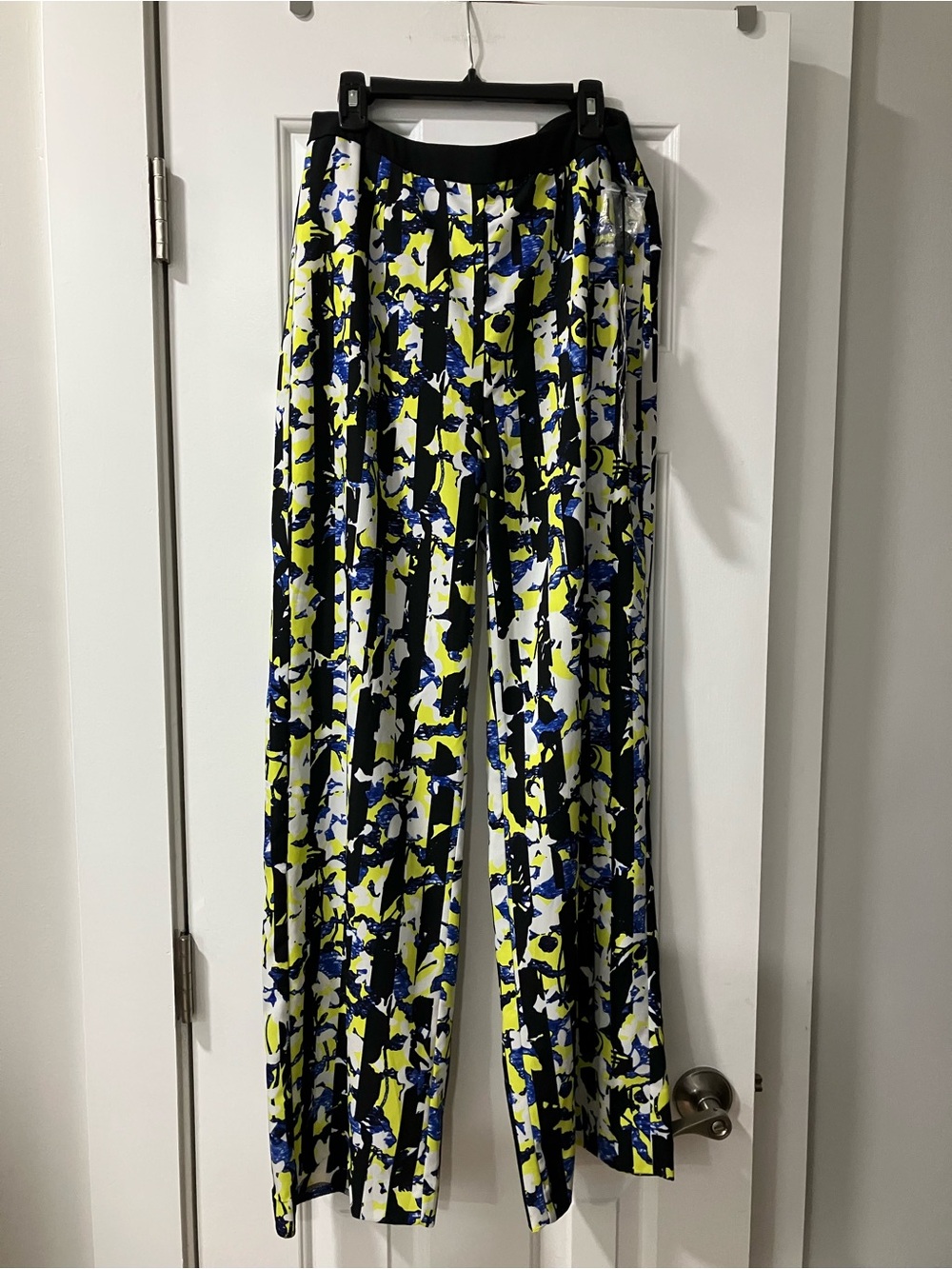 Peter Pilotto Neon Yellow, Blue & Black Floral-Print Pants